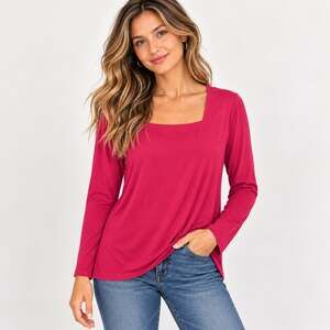 Susan Graver Liquid Knit Blouse Women's Size XL Pink NWOT Casual Office